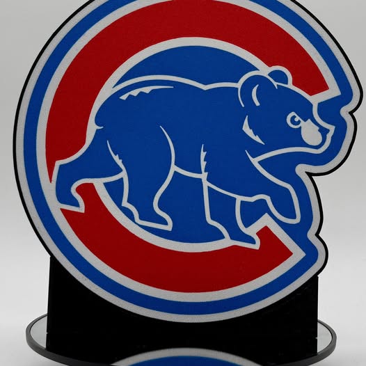 🐻 Chicago Cubs LED Lightbox Sign – 3D Printed Glowing Wall Art & Desk Display