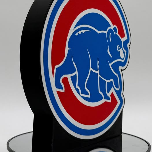 🐻 Chicago Cubs LED Lightbox Sign – 3D Printed Glowing Wall Art & Desk Display