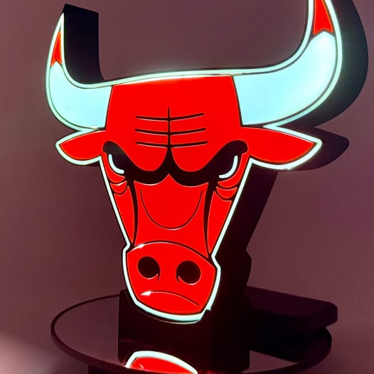 🏀 Chicago Bulls Inspired 3D LED Desk Lamp & Wall Sign | Custom Light-Up Team Logo Display