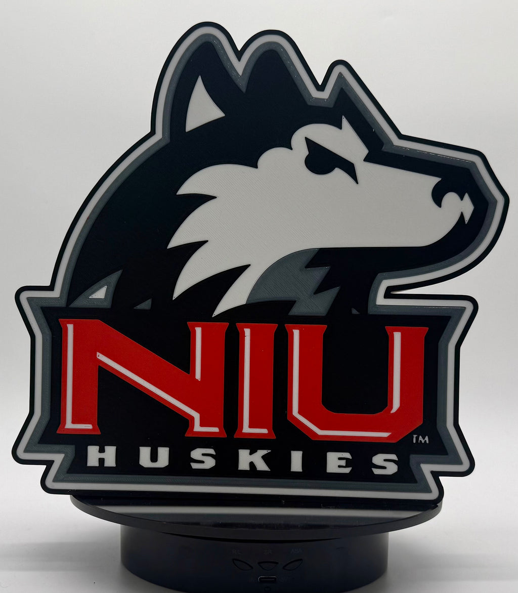 New NIU Huskies Light Up Sign | 3D Printed Collegiate Mascot Lamp | NIU Fan Gift, 3d Printed