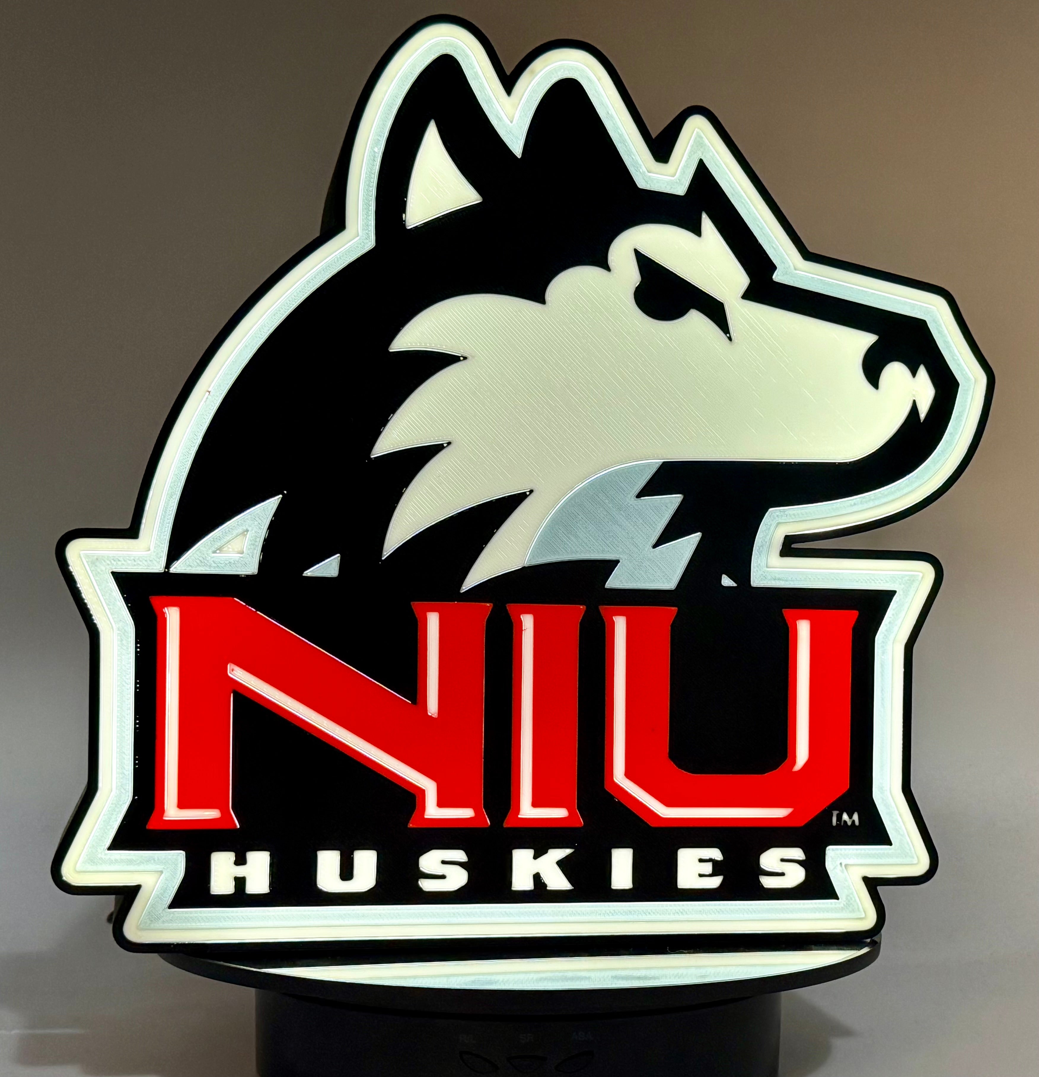 New NIU Huskies Light Up Sign | 3D Printed Collegiate Mascot Lamp | NIU Fan Gift, 3d Printed