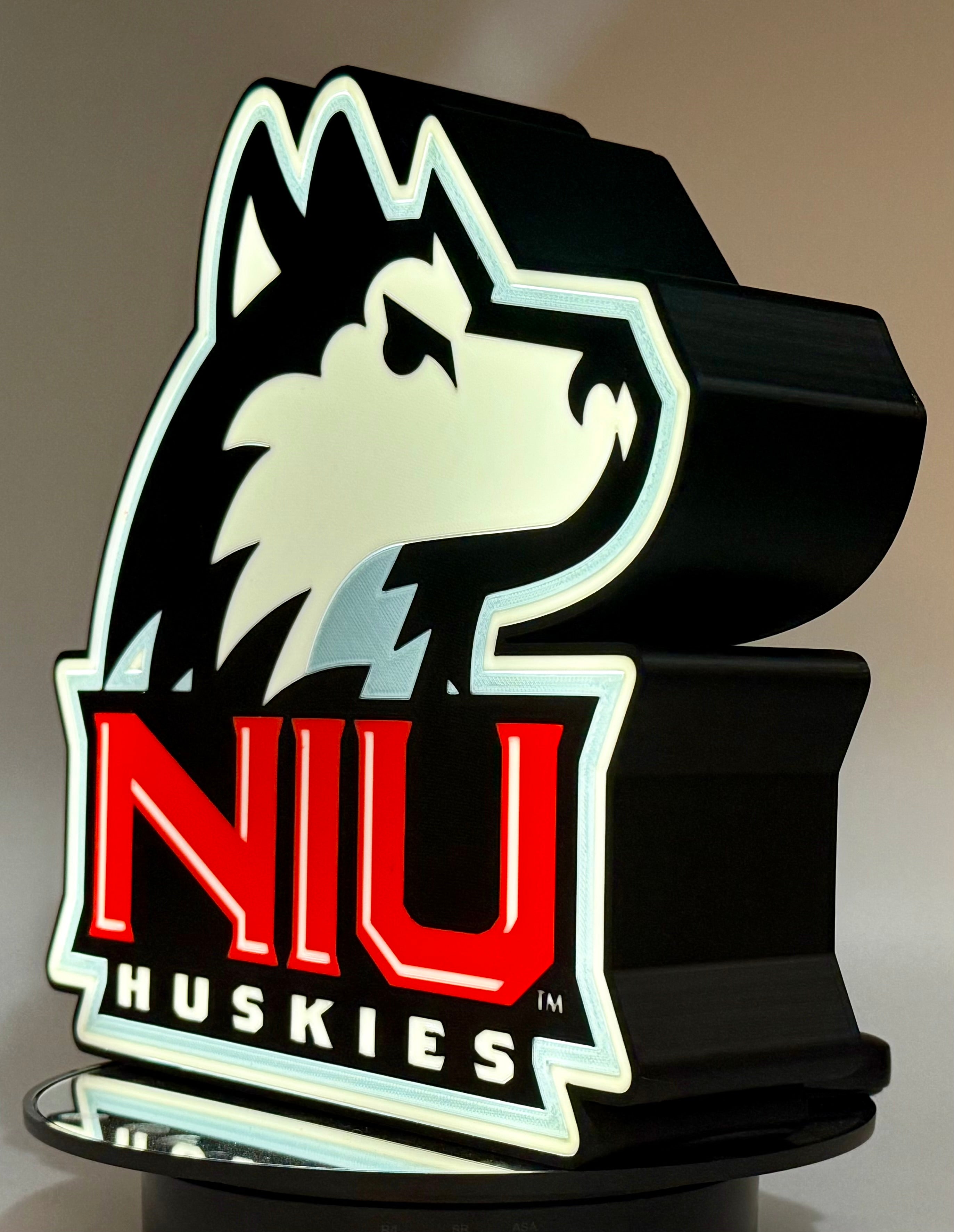 New NIU Huskies Light Up Sign | 3D Printed Collegiate Mascot Lamp | NIU Fan Gift, 3d Printed