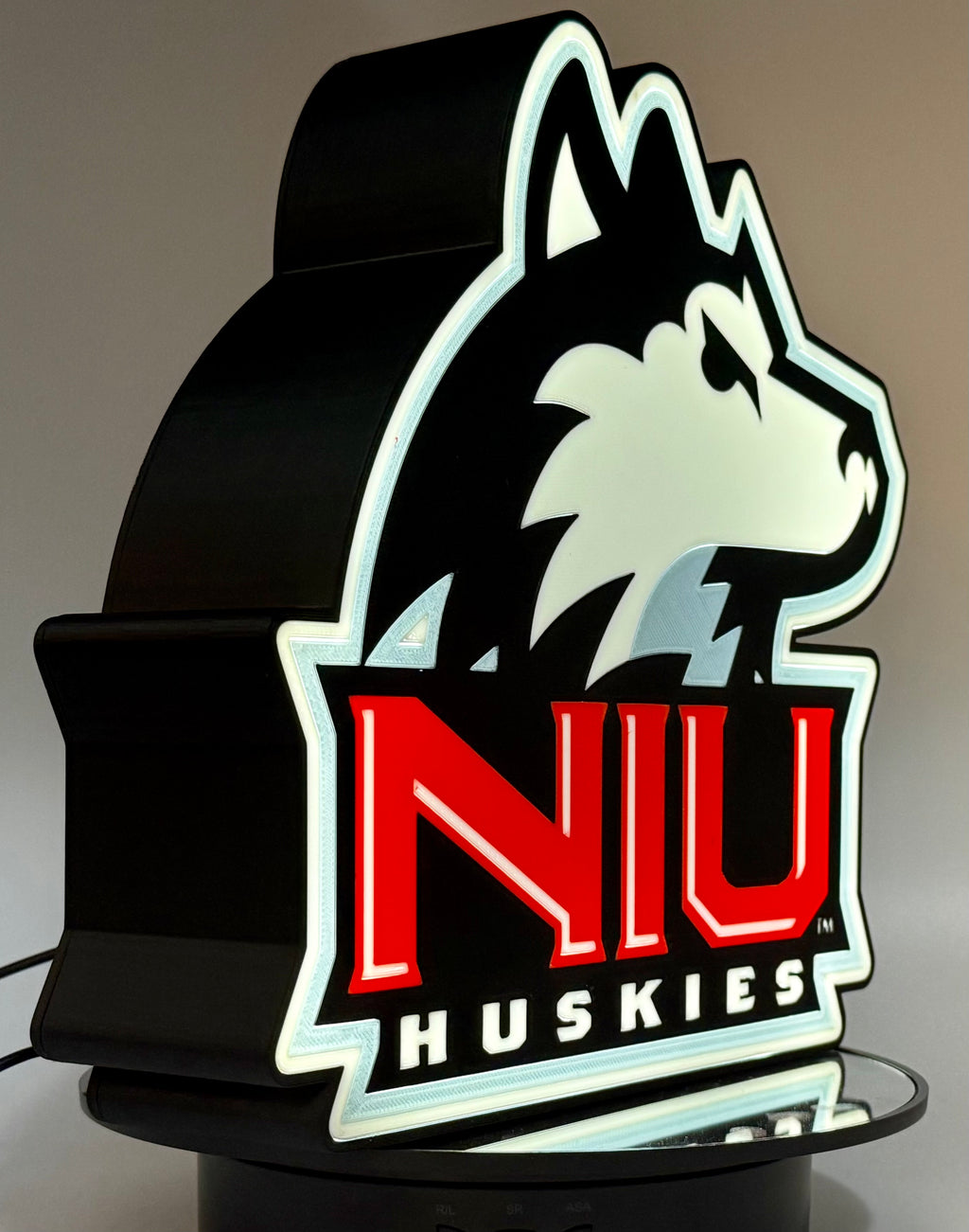 New NIU Huskies Light Up Sign | 3D Printed Collegiate Mascot Lamp | NIU Fan Gift, 3d Printed