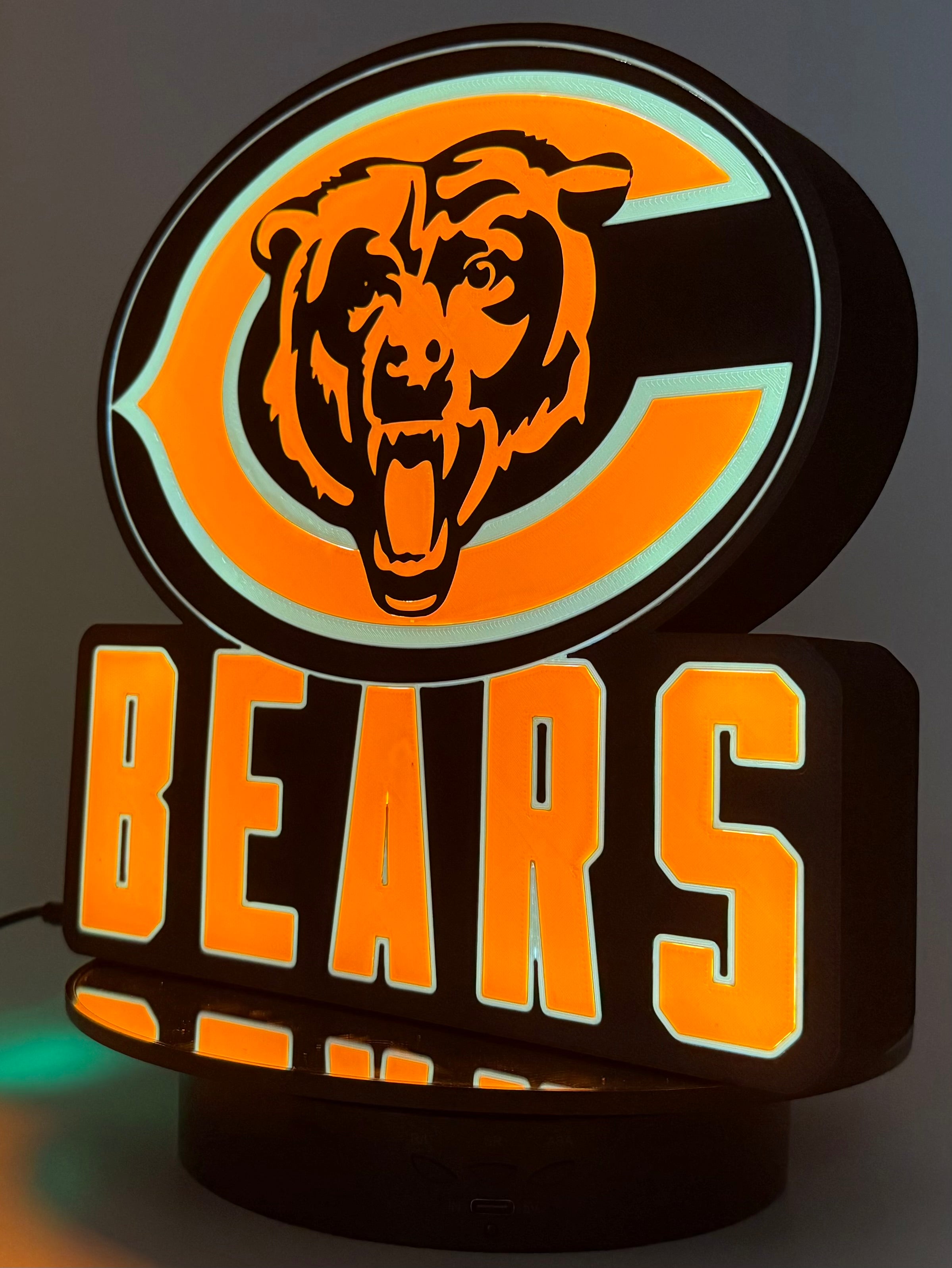 🐻 Chicago Bears LED Light Box Sign – Illuminated Fan Cave Decor & Desk Lamp