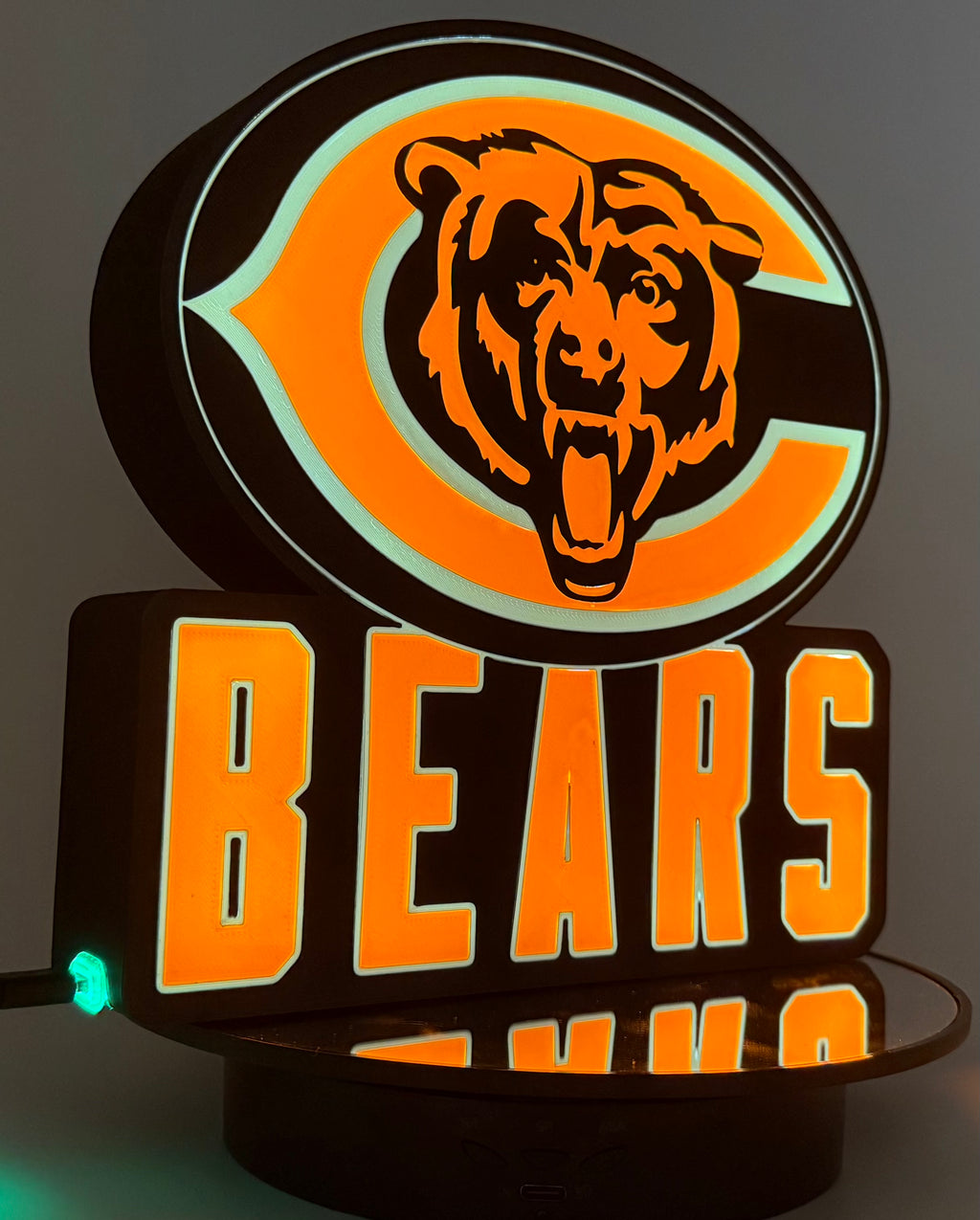 🐻 Chicago Bears LED Light Box Sign – Illuminated Fan Cave Decor & Desk Lamp