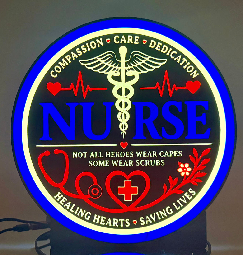 Nurse Lighted Wall Decor | LED Medical Sign & Night Light | Nurse Appreciation, White Coat Ceremony, Nursing School Grad Gift