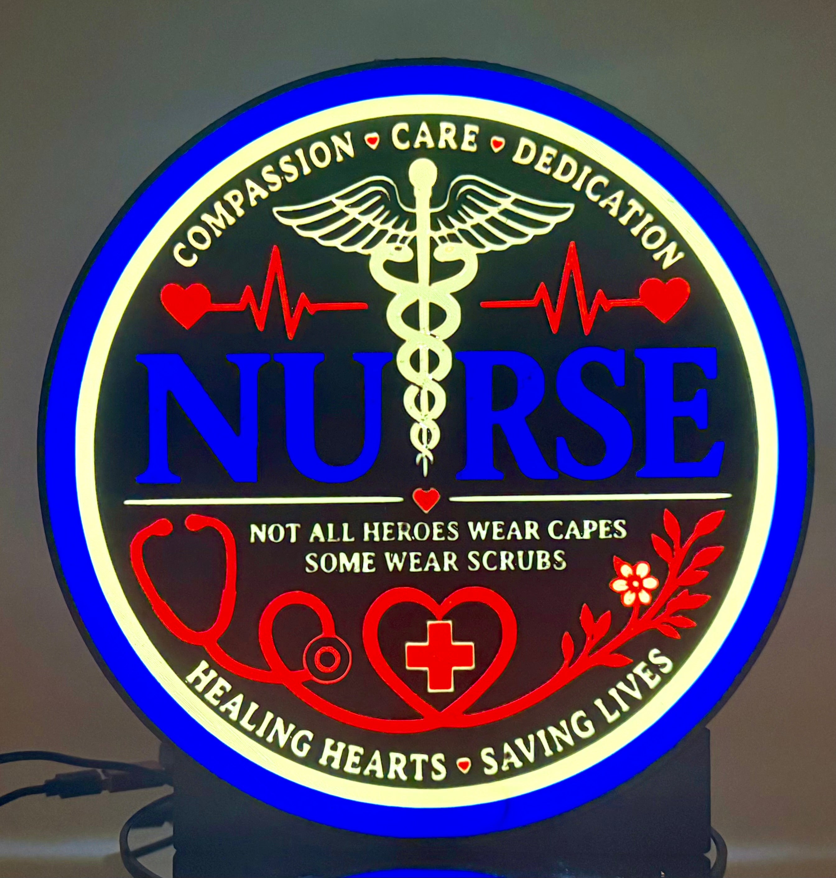 Nurse Lighted Wall Decor | LED Medical Sign & Night Light | Nurse Appreciation, White Coat Ceremony, Nursing School Grad Gift