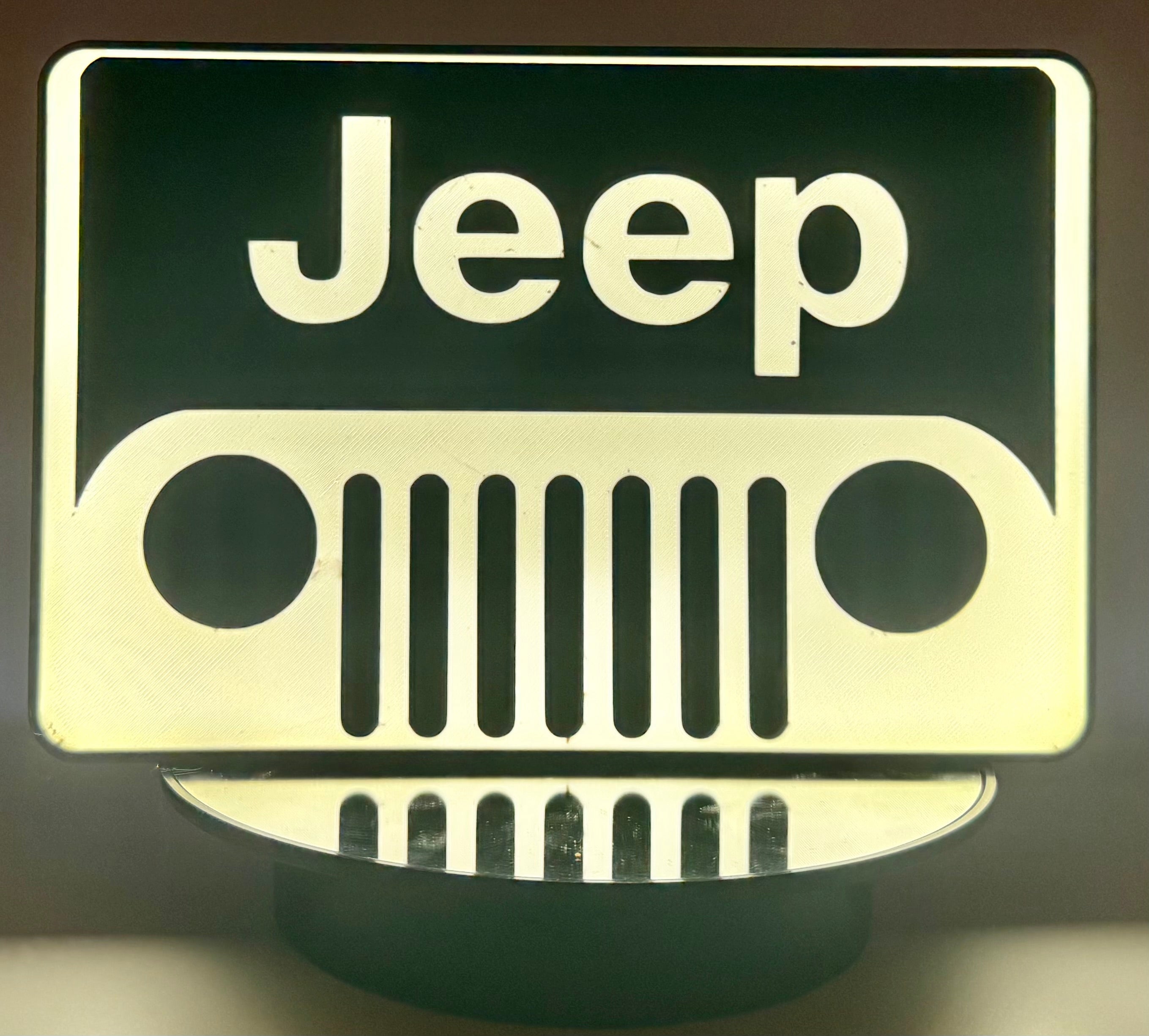 Lighted Jeep Off-Road Vehicle Sign | LED Grill Light & Wall Decor | Garage Accent, Man Cave Sign