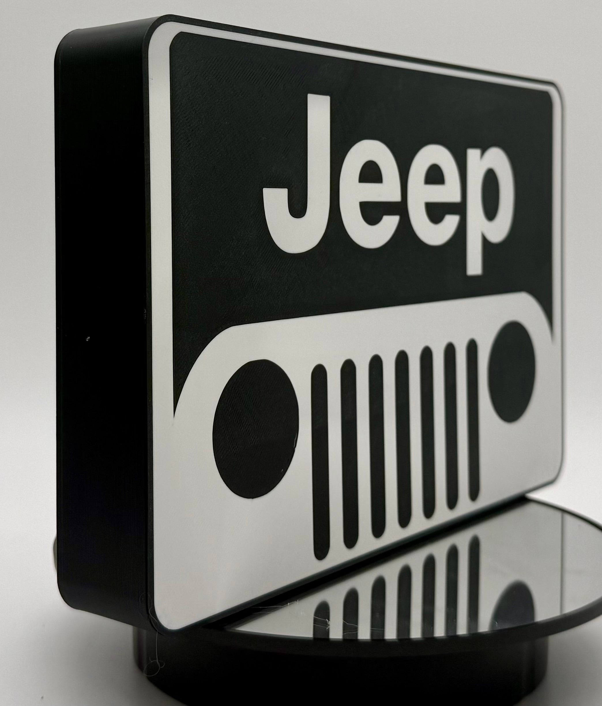 Lighted Jeep Off-Road Vehicle Sign | LED Grill Light & Wall Decor | Garage Accent, Man Cave Sign