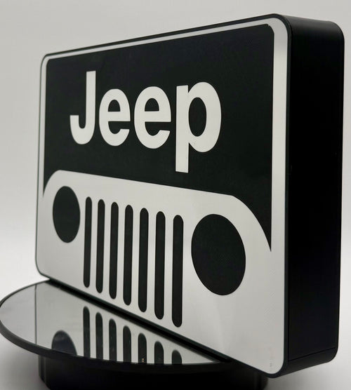 Lighted Jeep Off-Road Vehicle Sign | LED Grill Light & Wall Decor | Garage Accent, Man Cave Sign