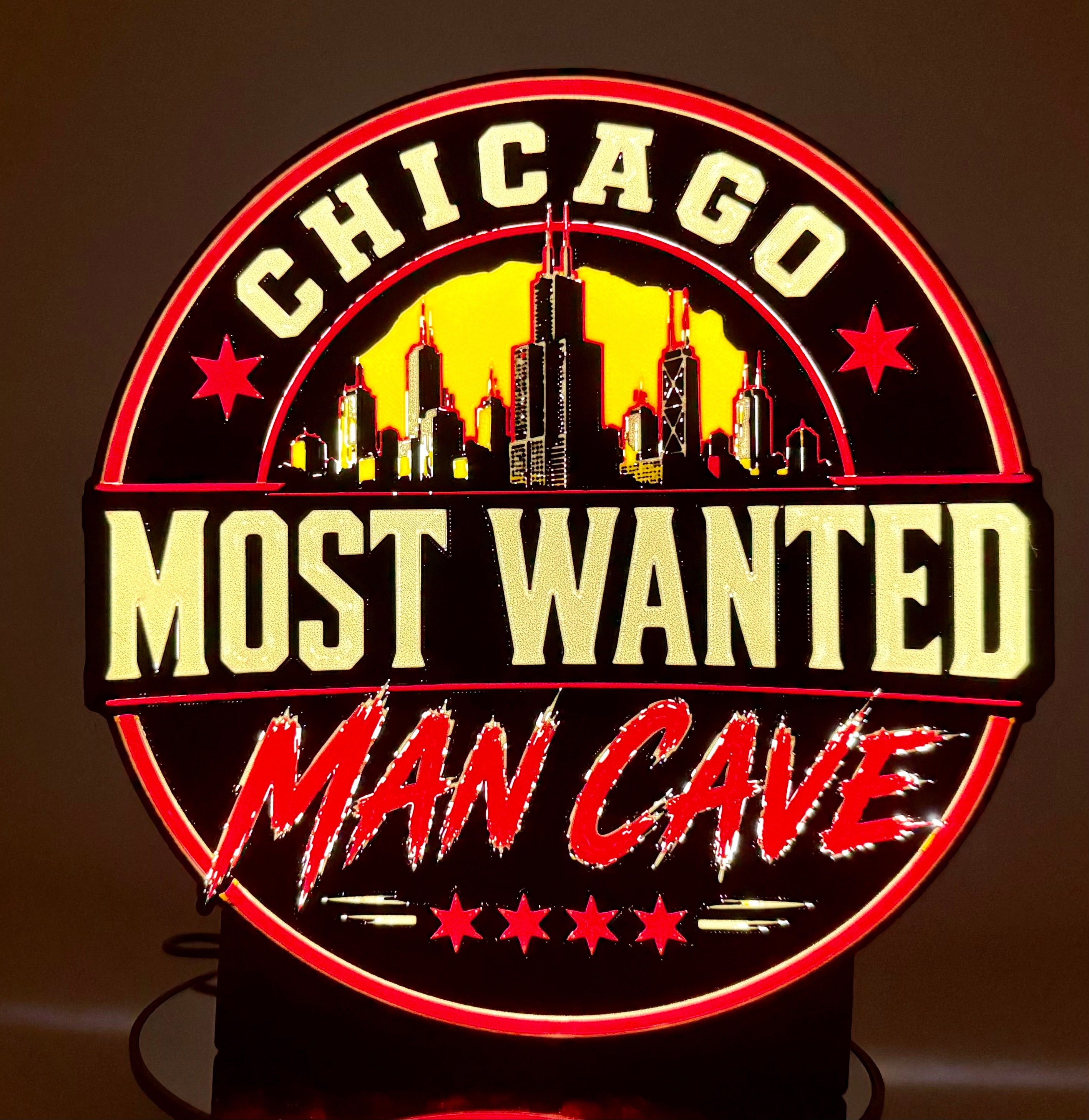 🏙️ Claim Your Territory: Chicago "Most Wanted" Man Cave LED Sign