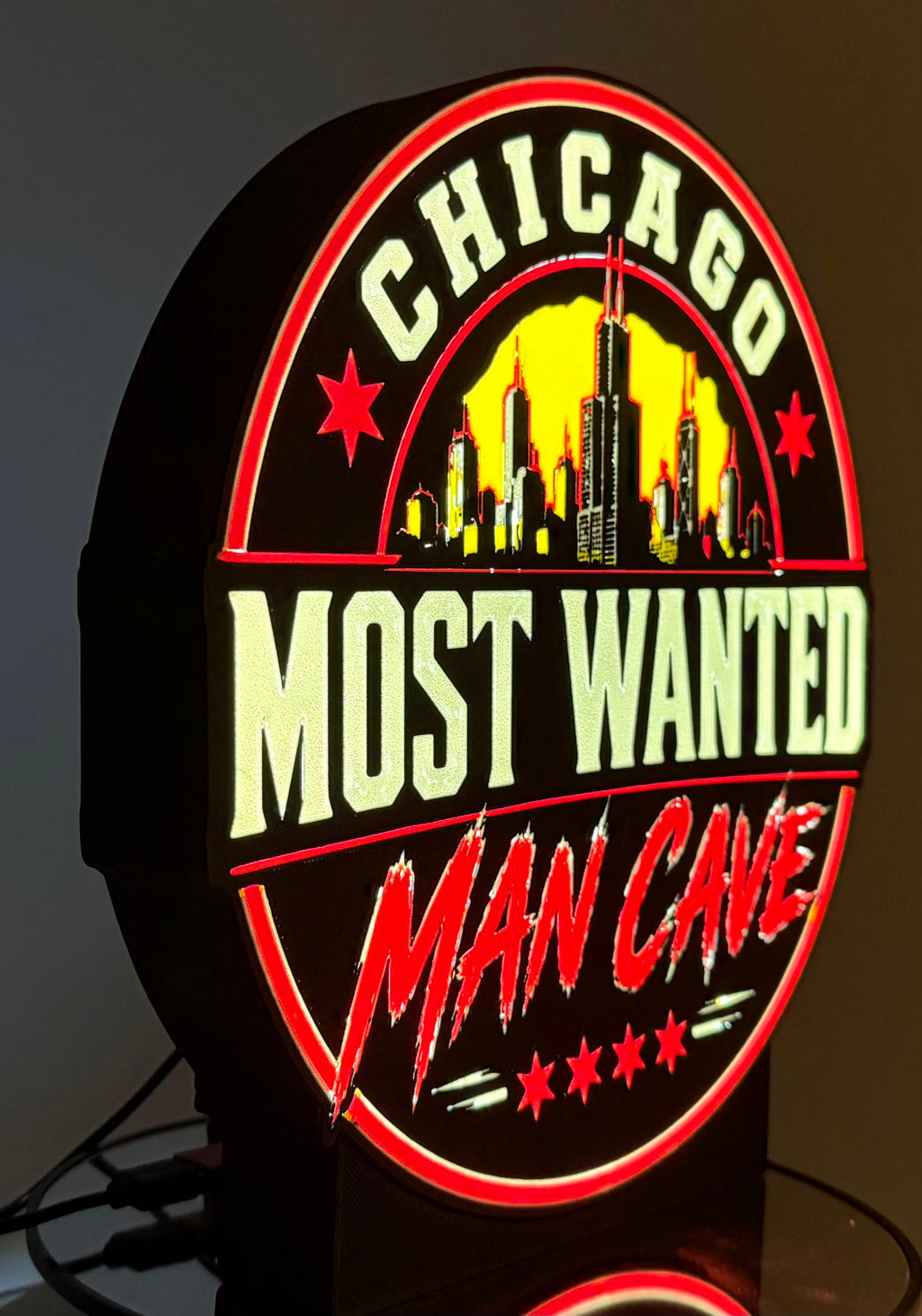 🏙️ Claim Your Territory: Chicago "Most Wanted" Man Cave LED Sign