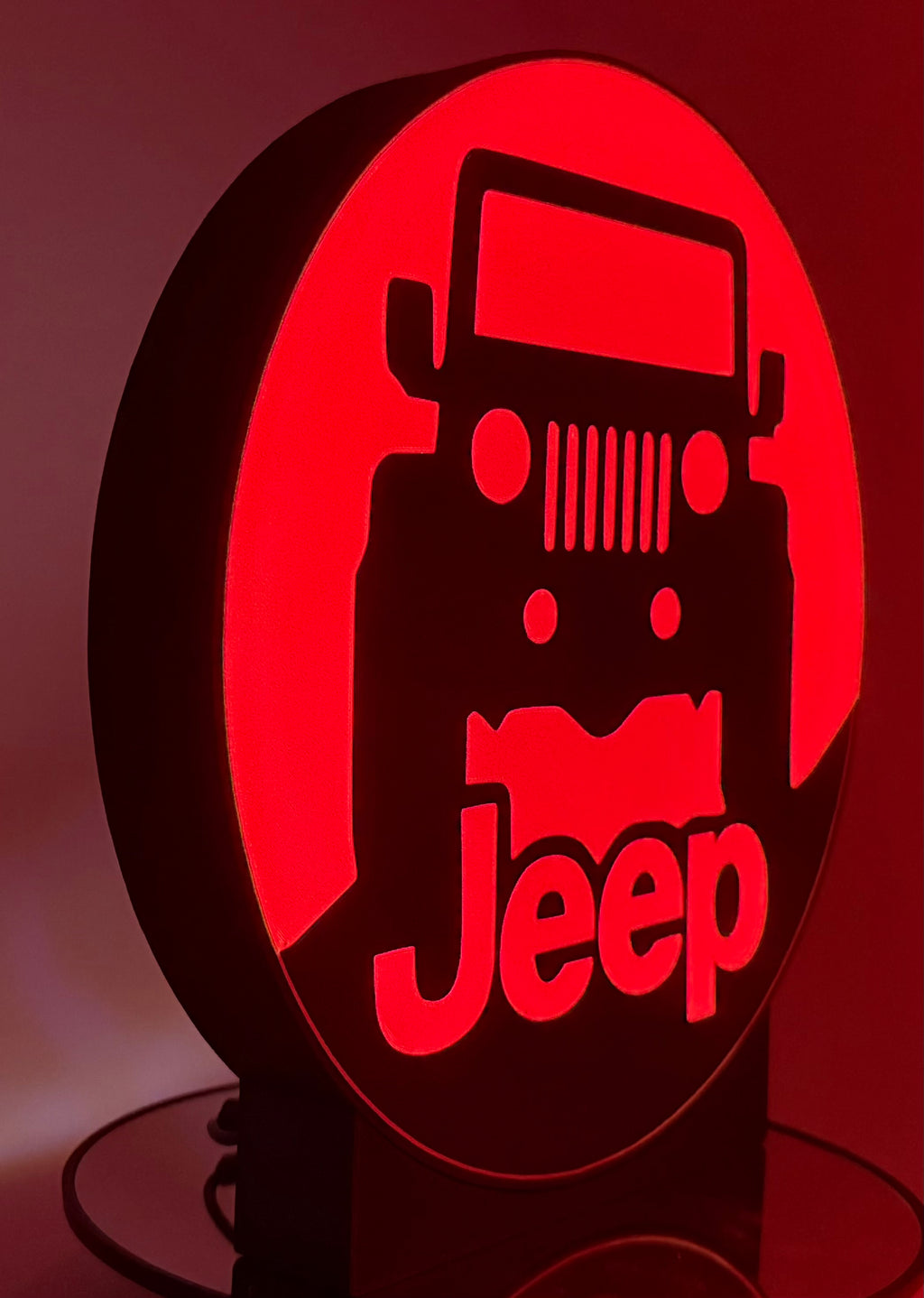 🚙 Stand Out On & Off the Road: Pink & Red Jeep LED Light Sign