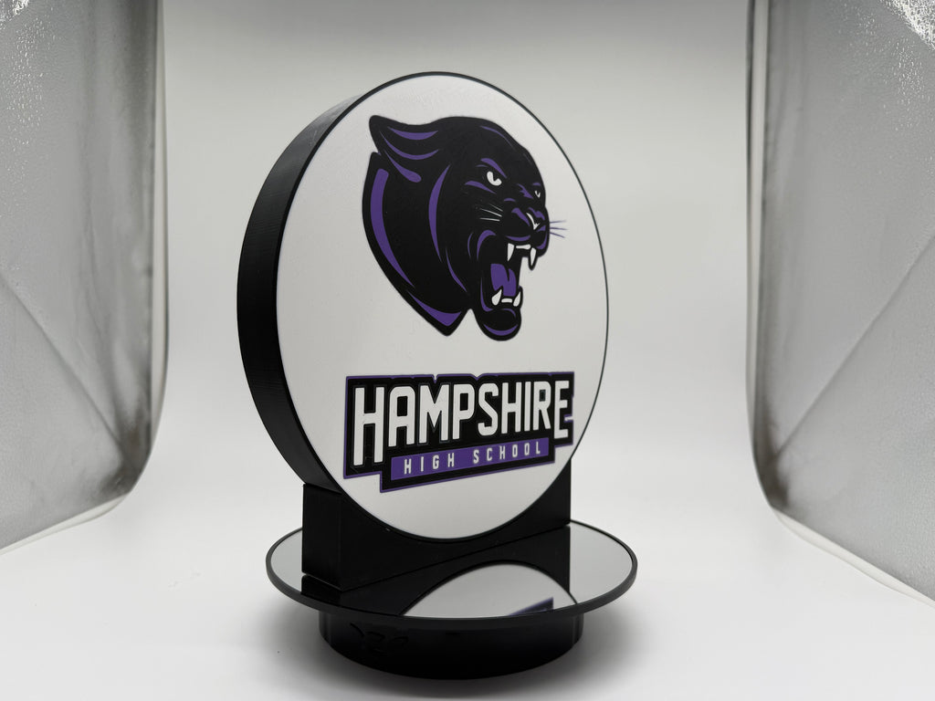 Hampshire High School Panthers 3D Printed Lightbox | Glowing Desk Sign & Wall Decor | Mascot LED
