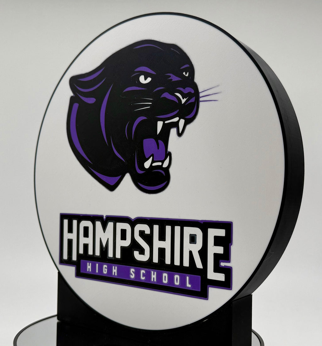 Hampshire High School Panthers 3D Printed Lightbox | Glowing Desk Sign & Wall Decor | Mascot LED