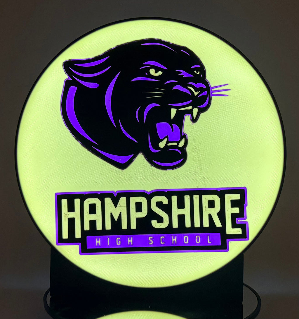 Hampshire High School Panthers 3D Printed Lightbox | Glowing Desk Sign & Wall Decor | Mascot LED