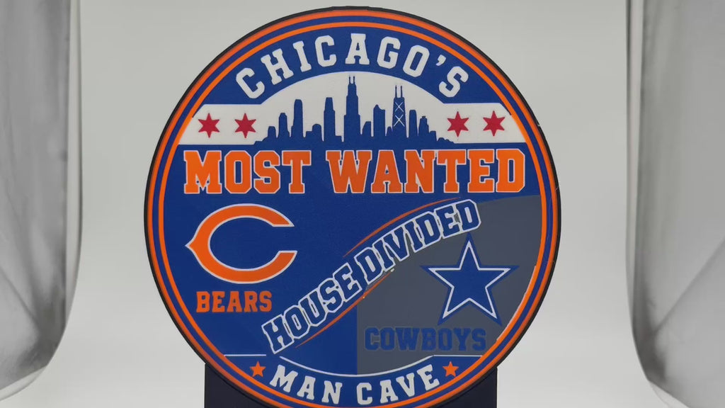 House Divided Lightbox, Chicago Most Wanted LED Desk Sign, Sports Rivalry Lamp, Custom NFL