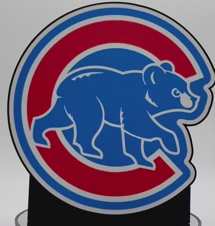 🐻 Chicago Cubs LED Lightbox Sign – 3D Printed Glowing Wall Art & Desk Display