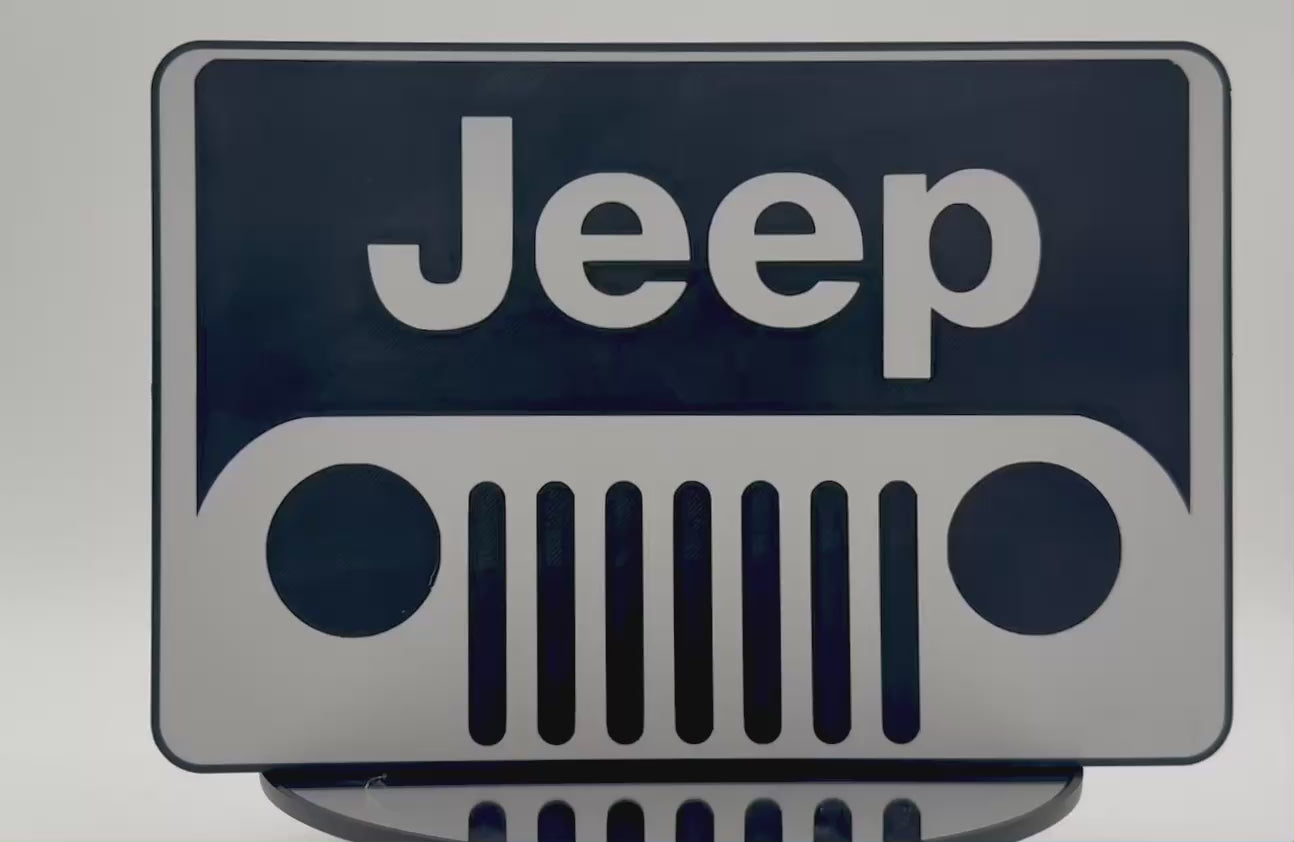 Lighted Jeep Off-Road Vehicle Sign | LED Grill Light & Wall Decor | Garage Accent, Man Cave Sign