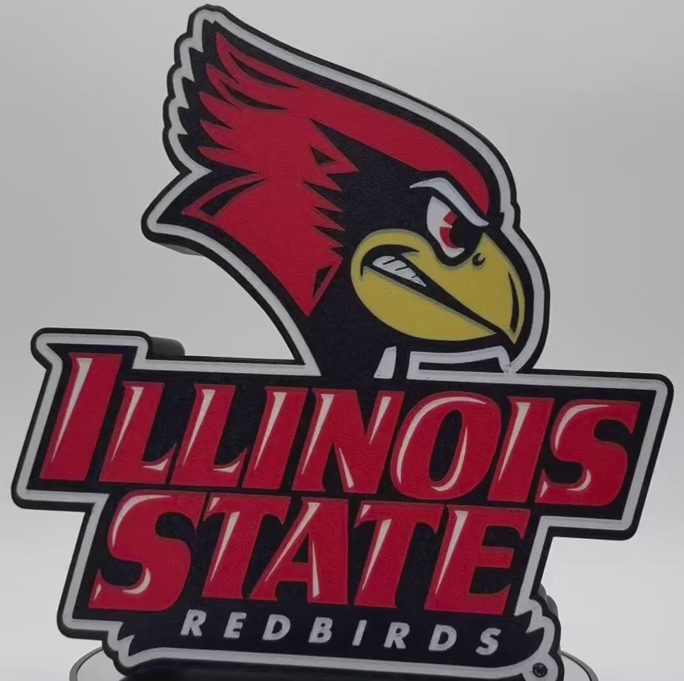 Illinois State Redbirds LED Lightbox Sign – 3D Printed Glowing Wall Art & Desk Display