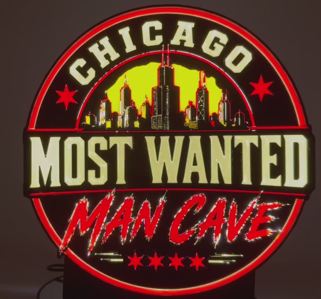 🏙️ Claim Your Territory: Chicago "Most Wanted" Man Cave LED Sign