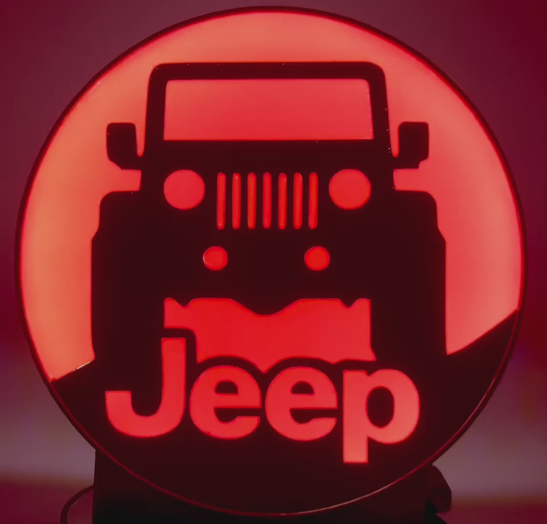 🚙 Stand Out On & Off the Road: Pink & Red Jeep LED Light Sign