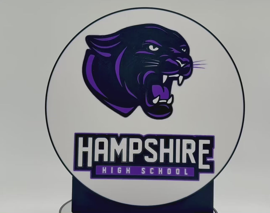 Hampshire High School Panthers 3D Printed Lightbox | Glowing Desk Sign & Wall Decor | Mascot LED