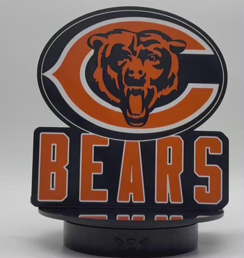 🐻 Chicago Bears LED Light Box Sign – Illuminated Fan Cave Decor & Desk Lamp