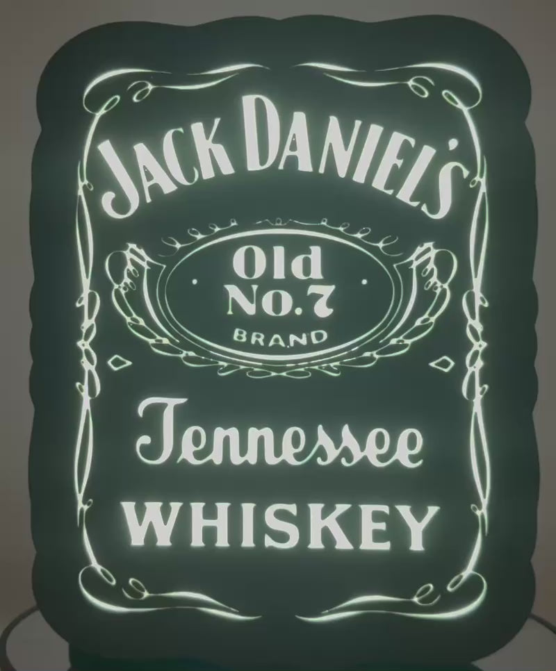 Illuminated Jack Daniel's Style Sign | LED Whiskey Bar Light | Man Cave Wall Decor | Custom Home Bar Sign | Whiskey Lover Gift for Him
